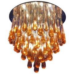 Gold Drop Amazing Murano Glass Chandelier or Flushmount