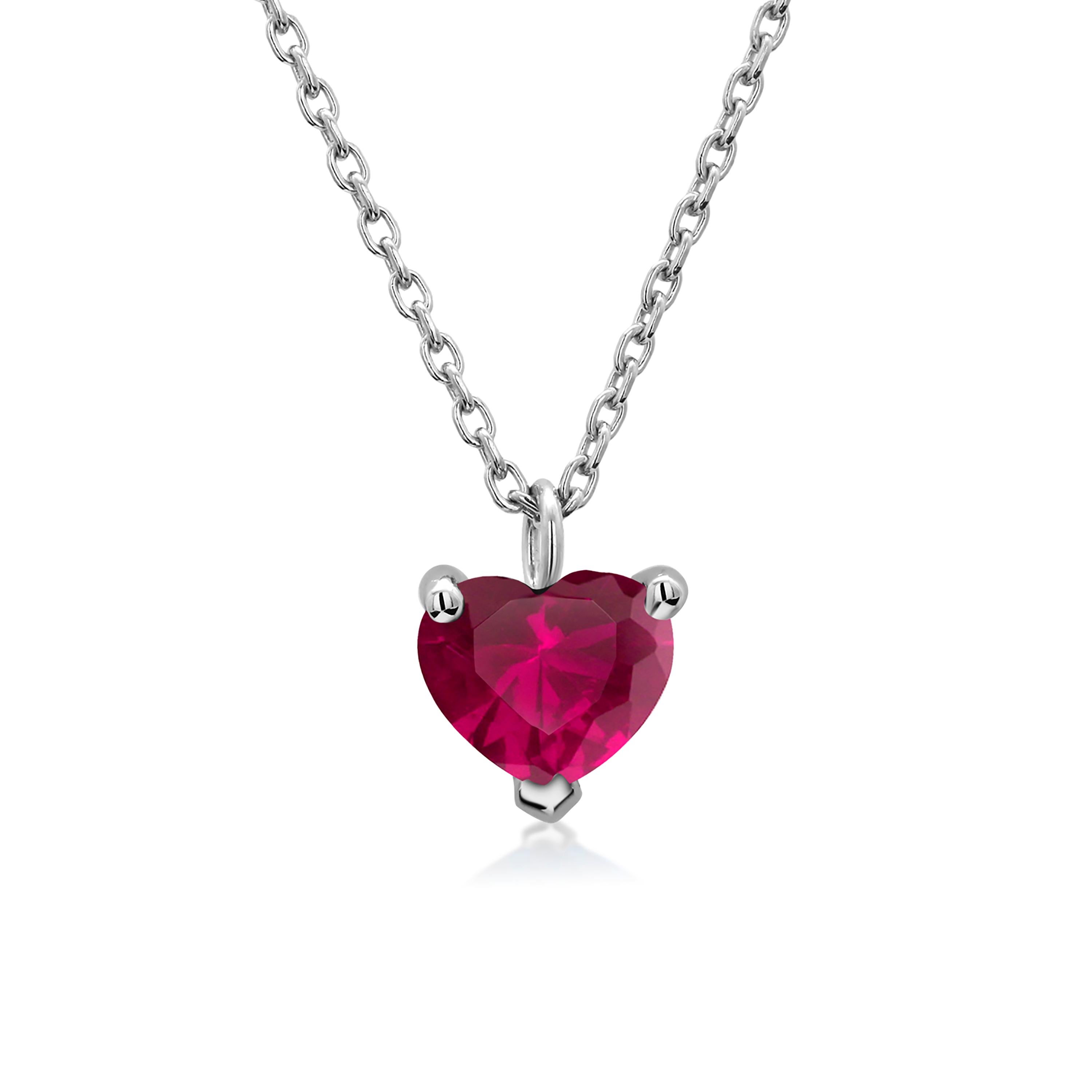 Heart Cut White Gold Heart Shape Red Burma Ruby Drop Necklace Pendant