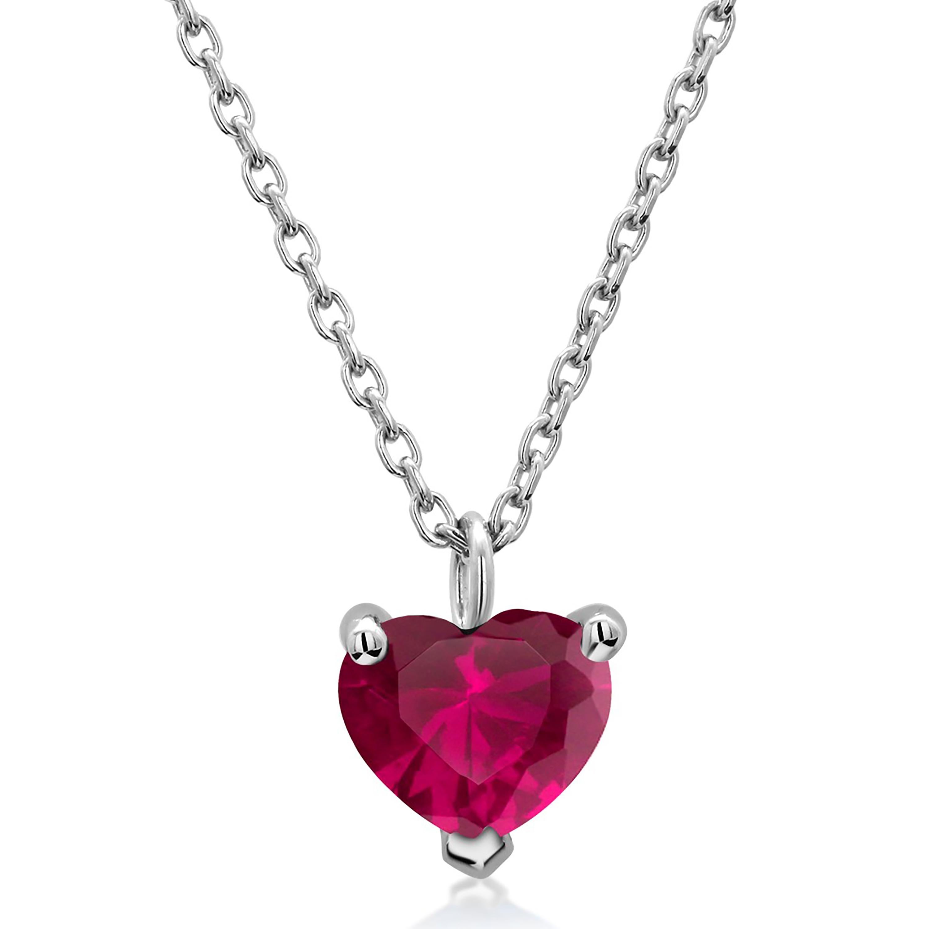 White Gold Heart Shape Red Burma Ruby Drop Necklace Pendant In New Condition In New York, NY