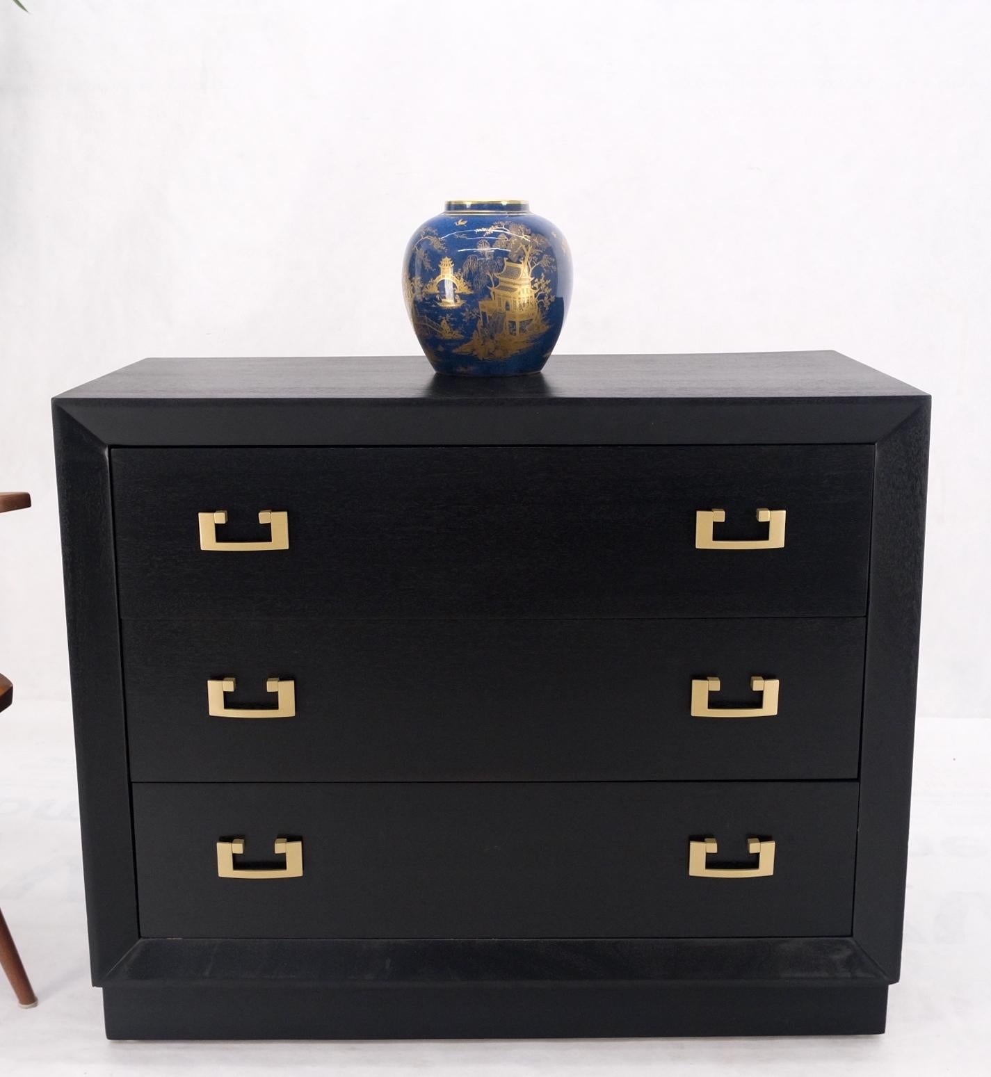 Gold Drop Pulls Ebonized Mahogany 3 Drawers Bachelors Chest Dresser Cabinet MINT 6