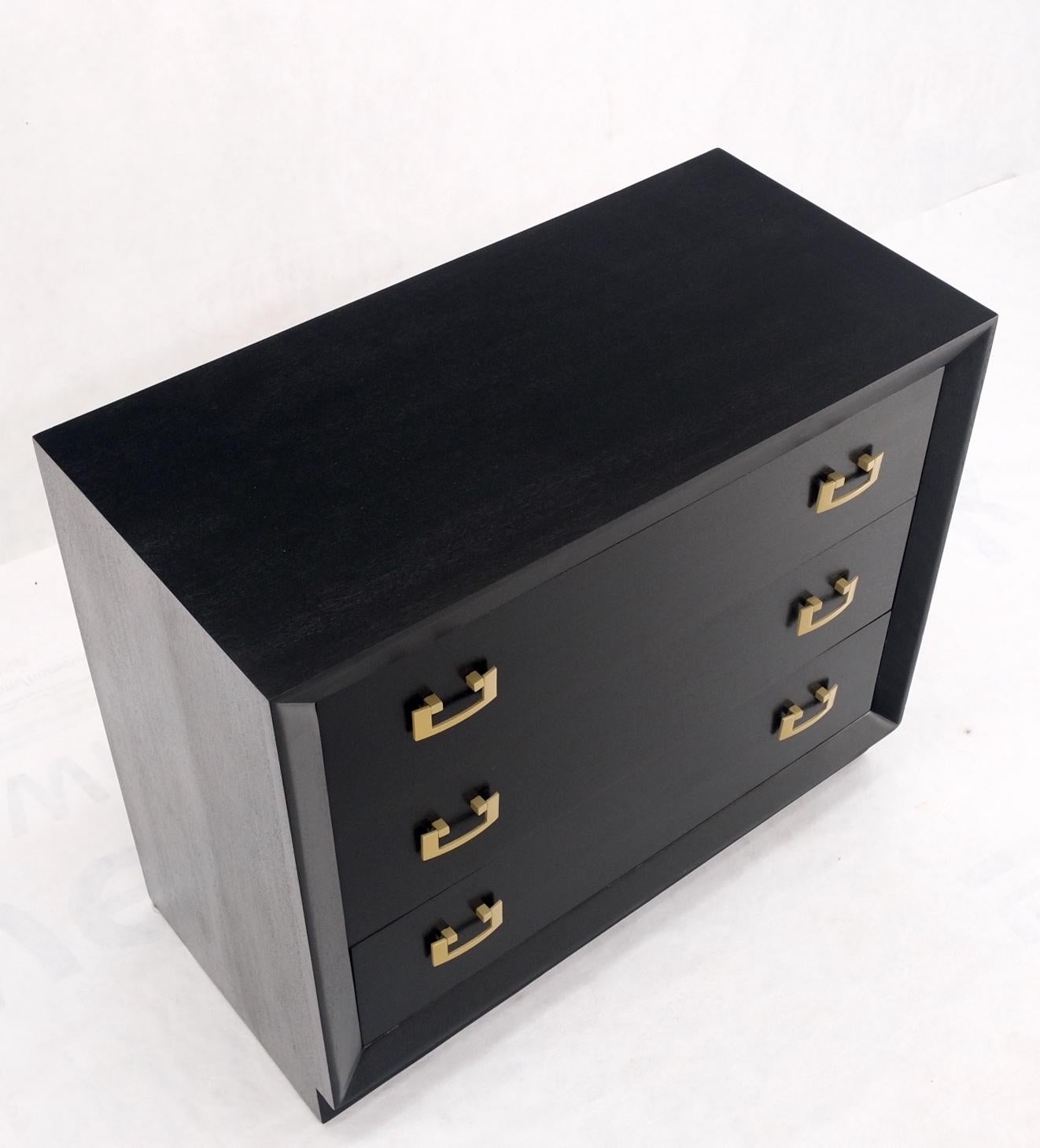 Beveled front gold drop pulls ebonized mahogany 3 drawers bachelors chest dresser cabinet MINT!.