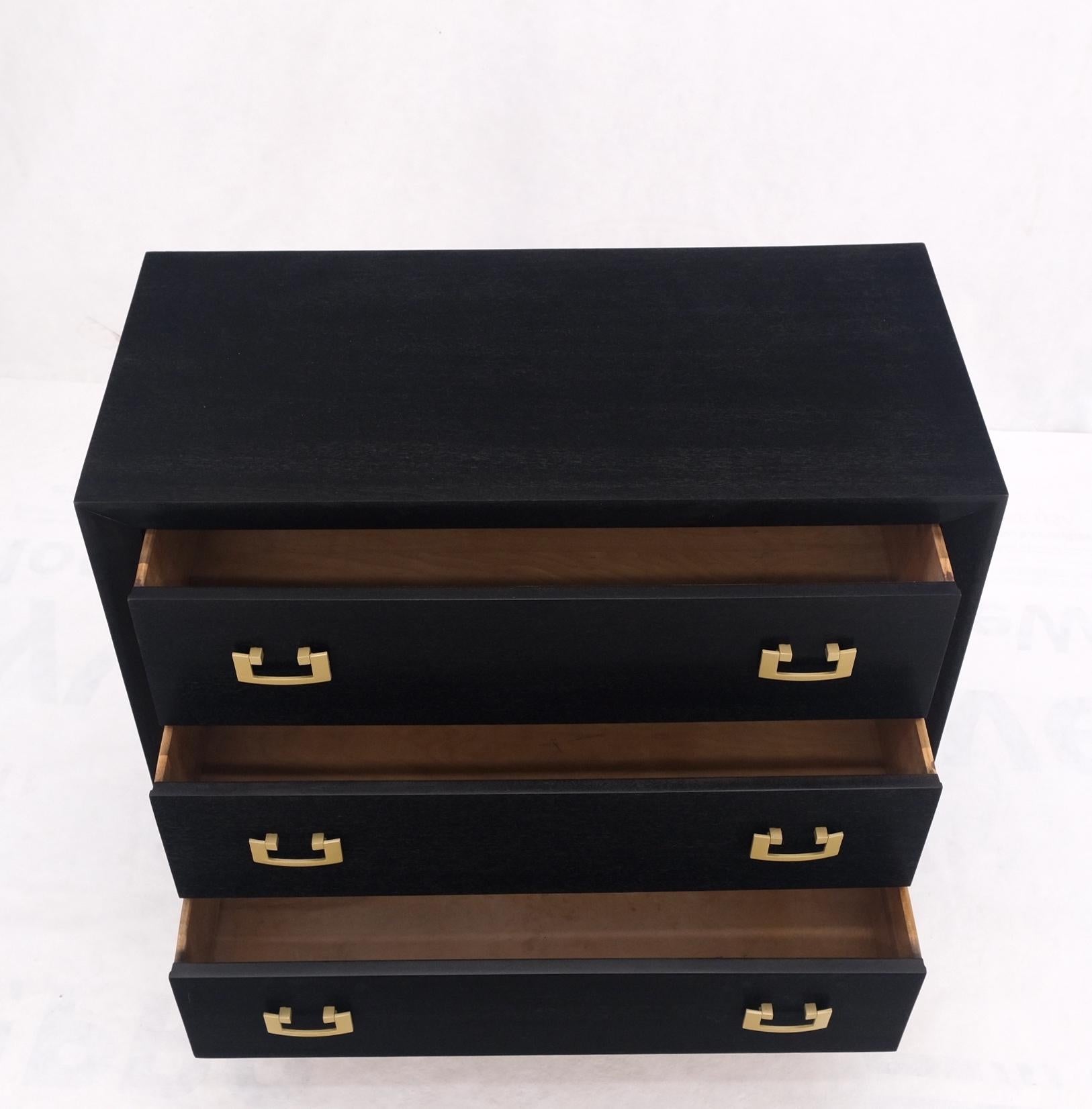 20th Century Gold Drop Pulls Ebonized Mahogany 3 Drawers Bachelors Chest Dresser Cabinet MINT