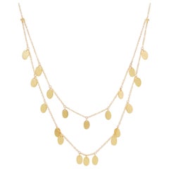 Gold Drops Necklace, 14 Karat Gold Two-Strand Necklace with Oval, NK6317Y4JJJ