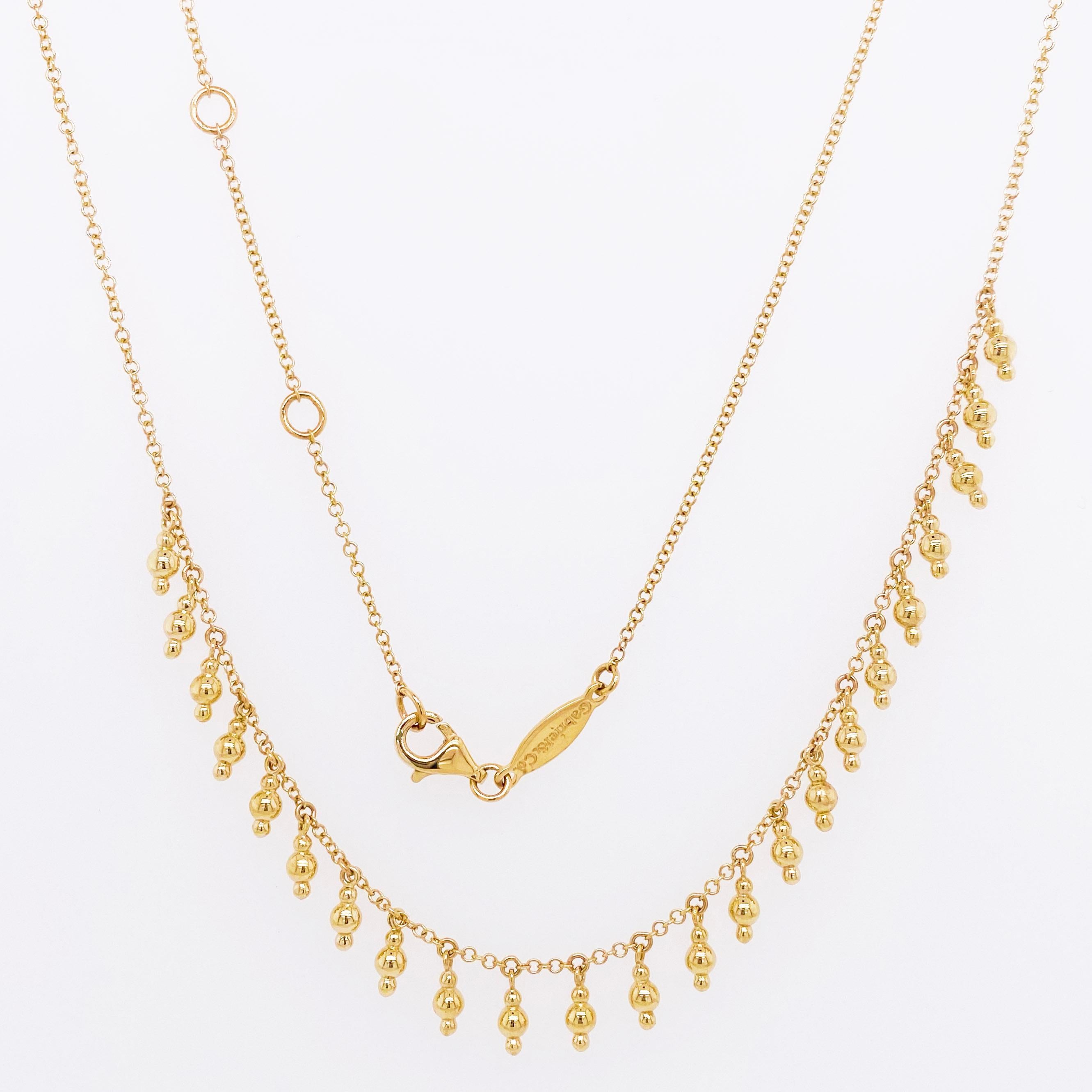 14k gold bead station necklace