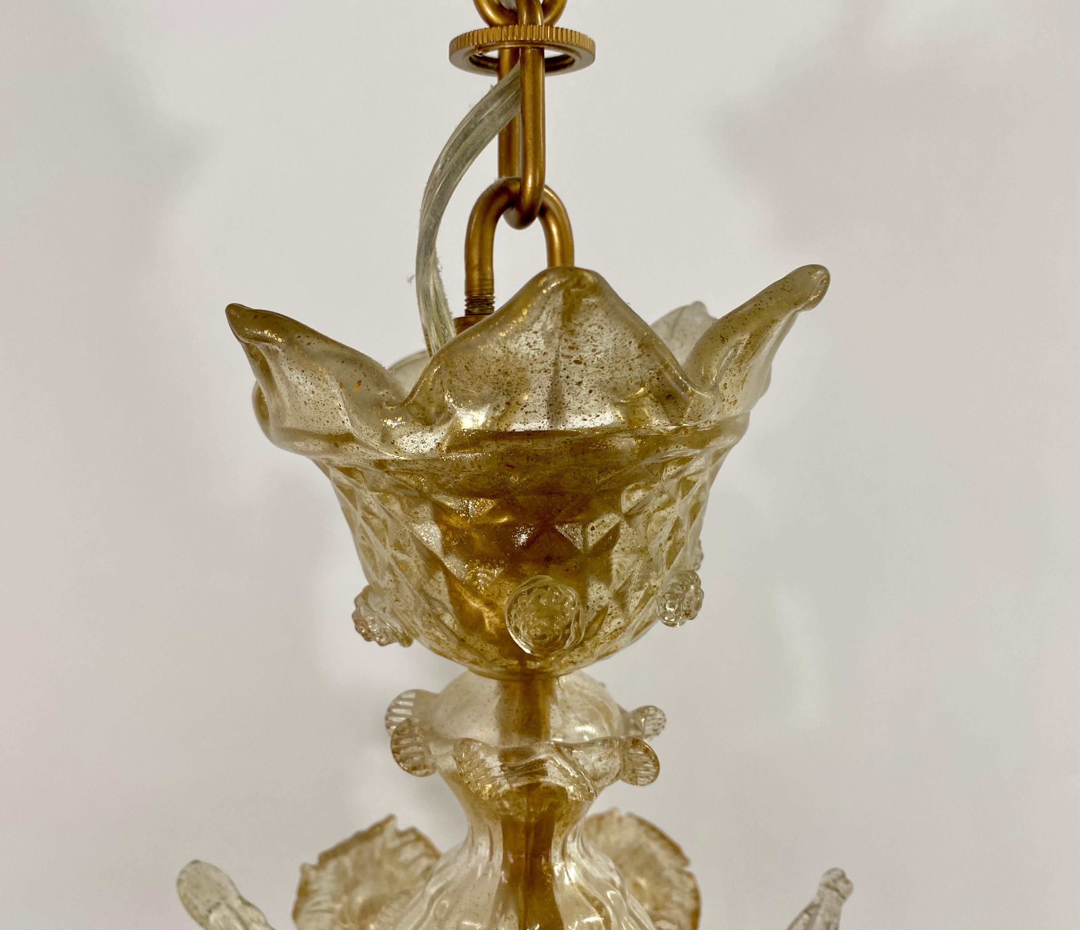 Gold Dust Murano Daffodil Chandelier, 6 Arms For Sale 4
