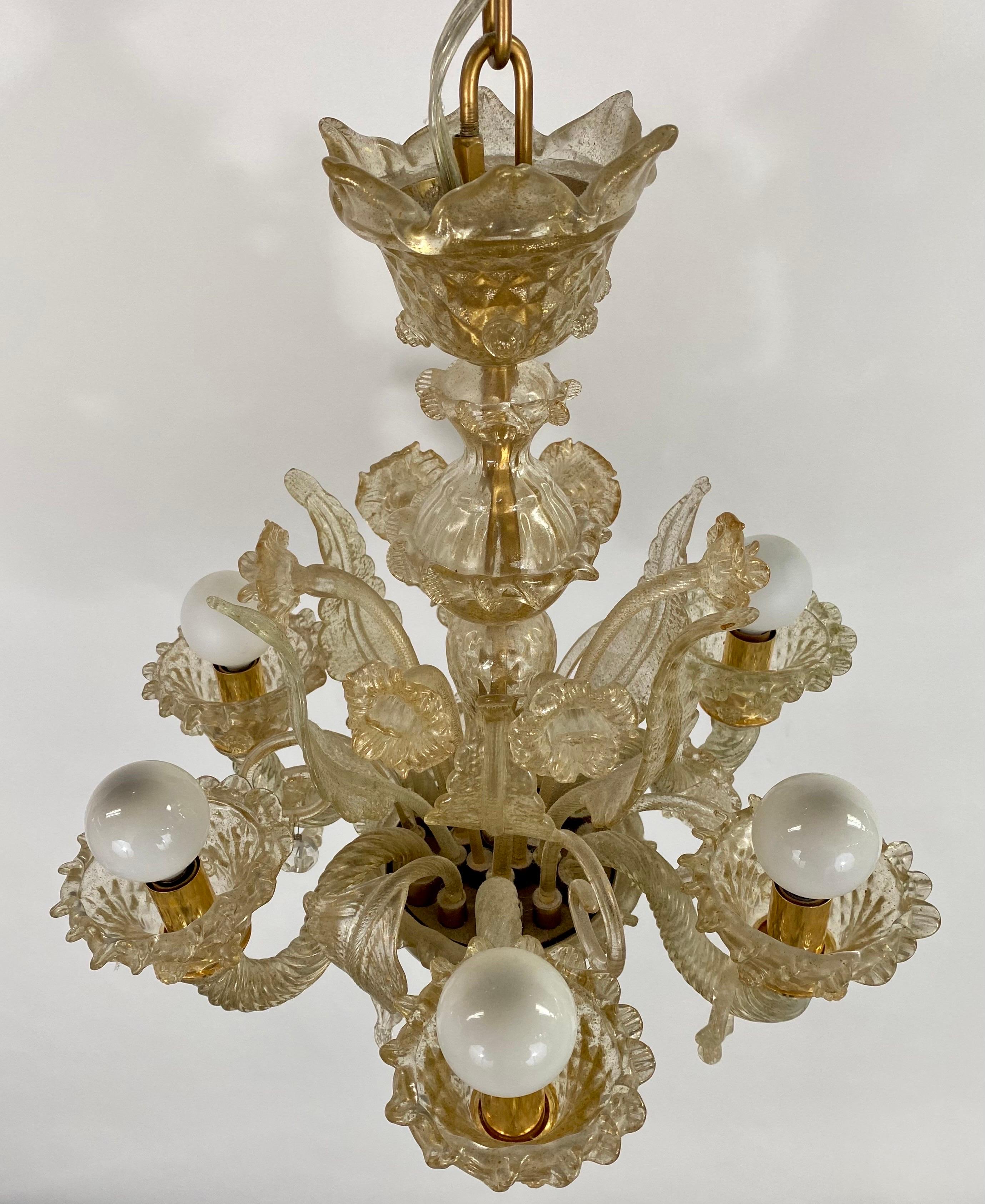 Gold Dust Murano Daffodil Chandelier, 6 Arms For Sale 5