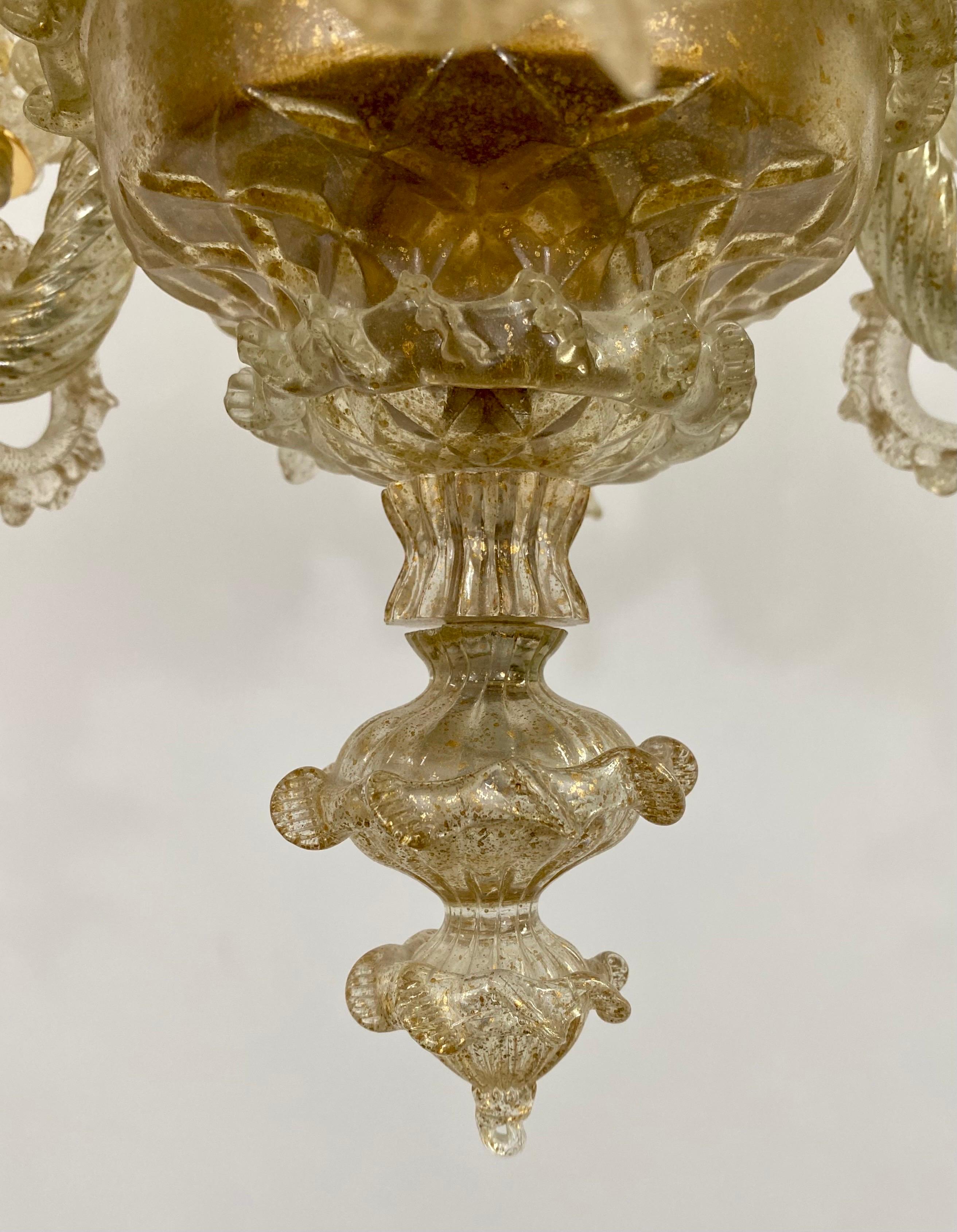 Gold Dust Murano Daffodil Chandelier, 6 Arms For Sale 6