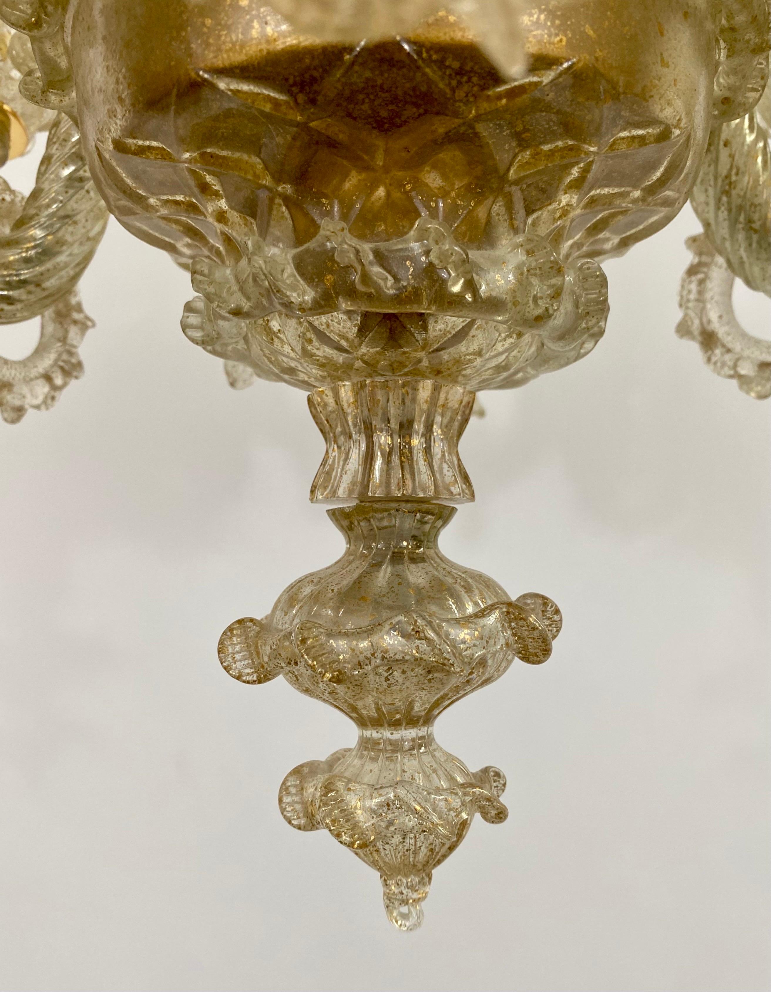 Gold Dust Murano Daffodil Chandelier, 6 Arms 6