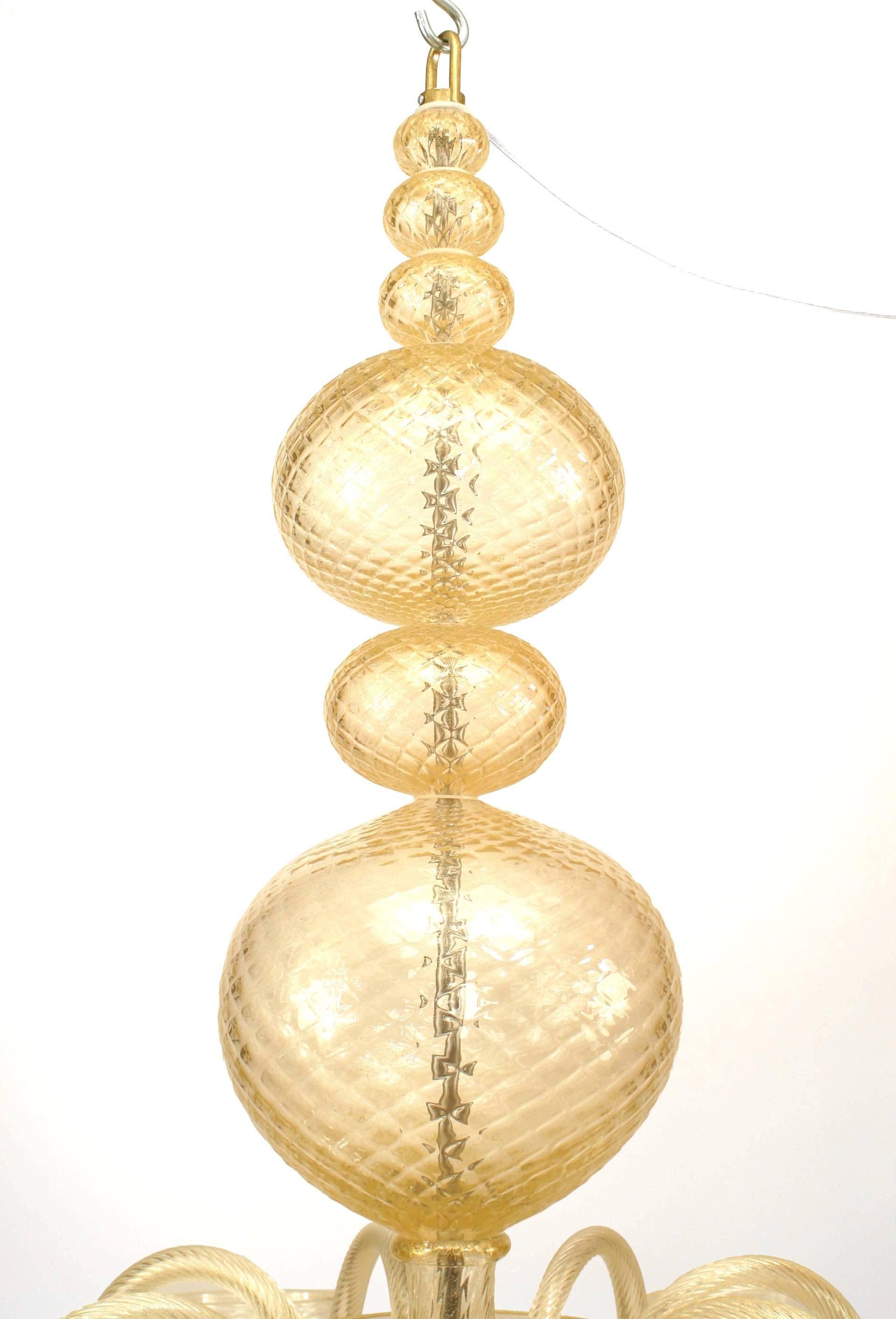 4er italienischer Murano-Kronleuchter aus Ballotton-Glas mit Goldstaub (Moderne der Mitte des Jahrhunderts) im Angebot