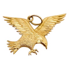 Gold Eagle Pendant, Yellow Gold, Charm, USA, America, Patriotic, Bald Eagle