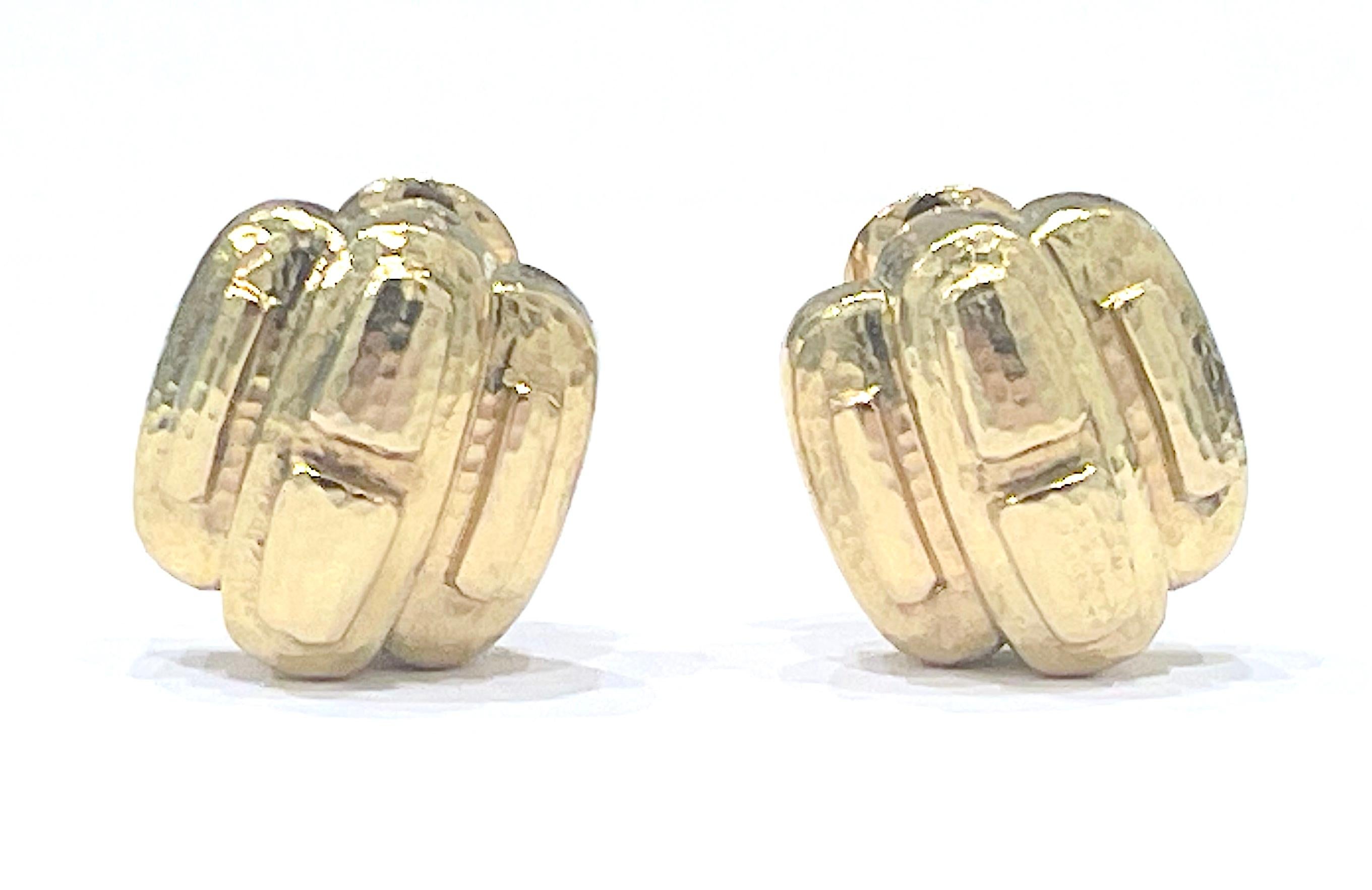 18kt Gold textured Square Hammered Ear Clips by David Webb

The earrings measure approximately 1/2