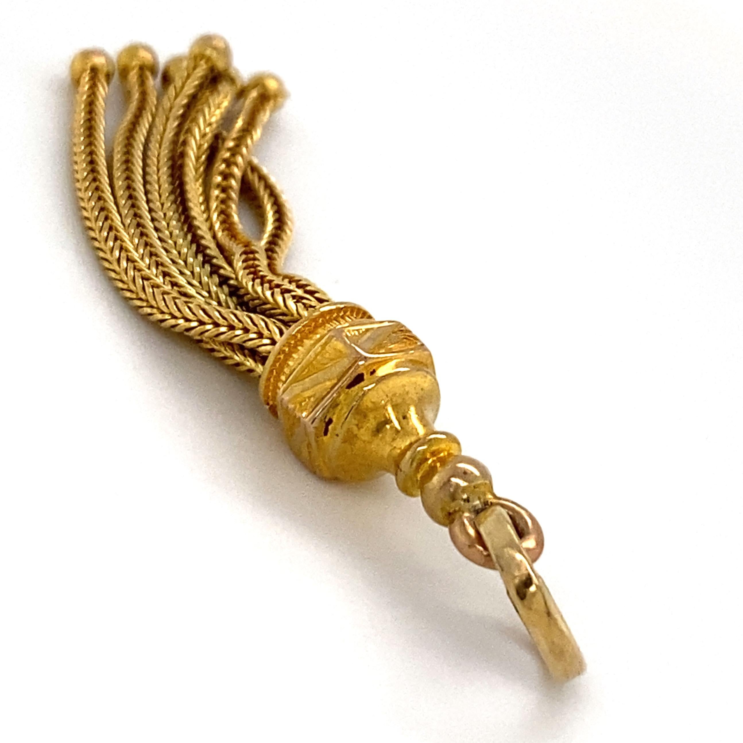 Gold Early 20th Century Tassel Fob on String of Rutilated Quartz Beads 5