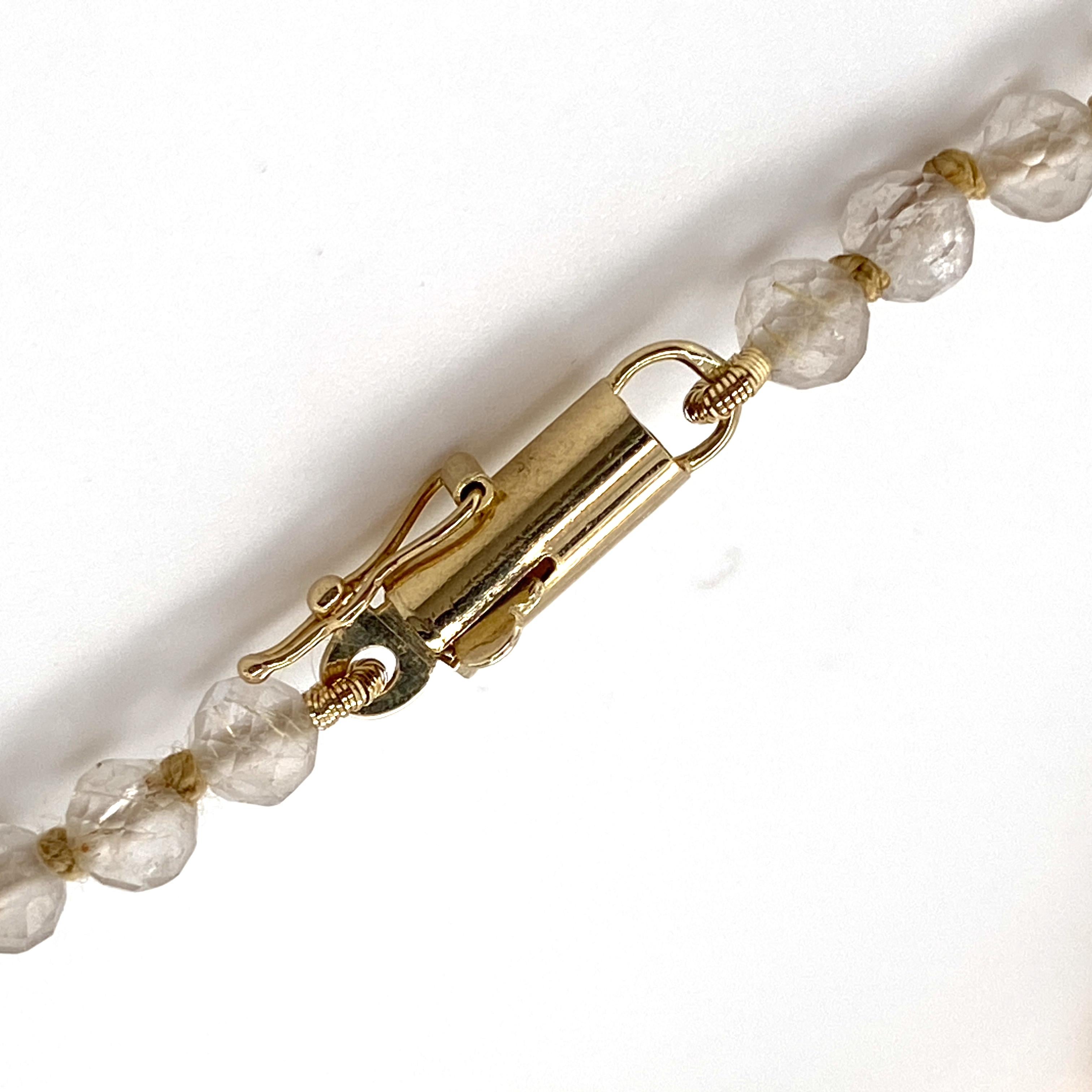 Gold Early 20th Century Tassel Fob on String of Rutilated Quartz Beads 8