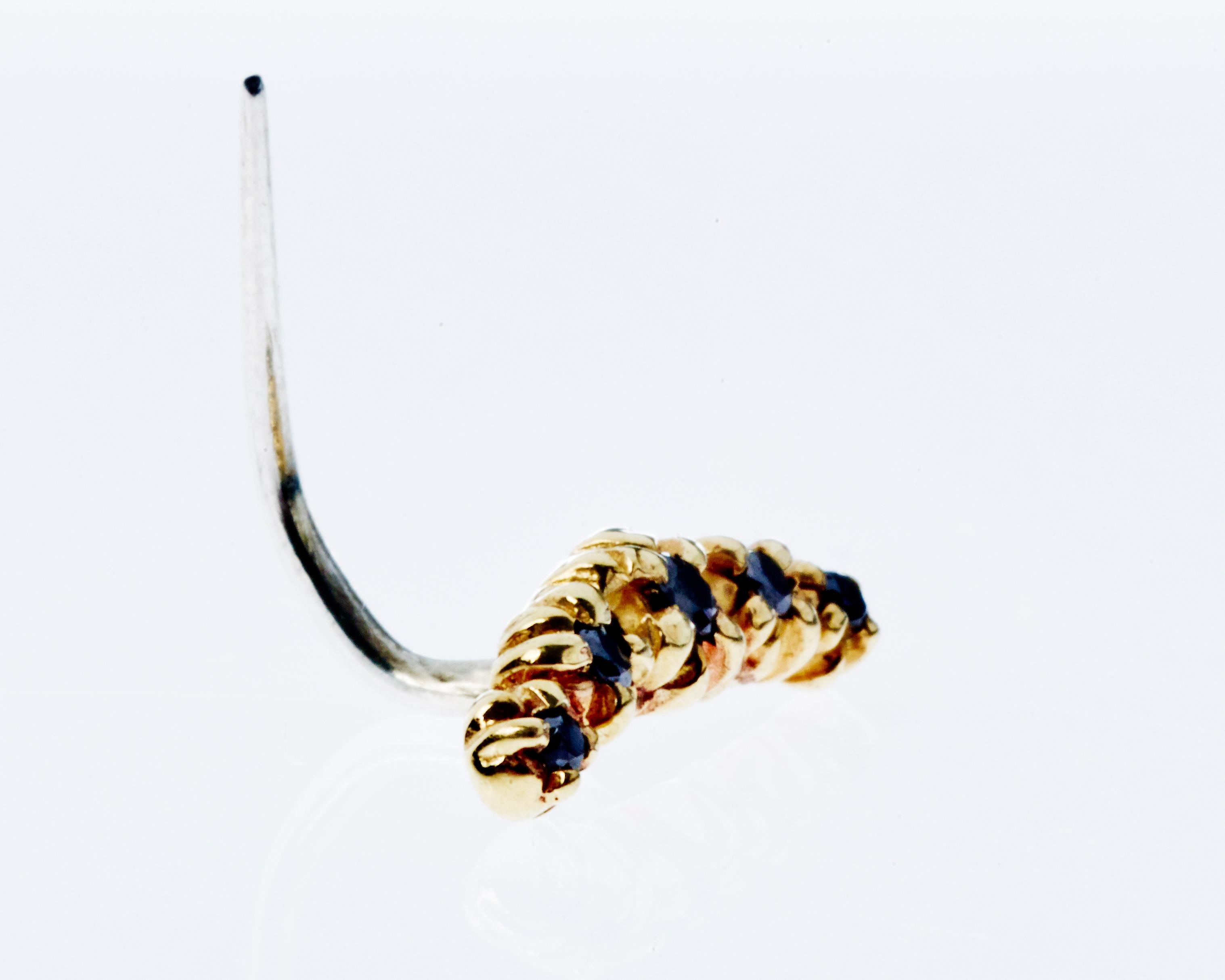 Contemporary Gold Earring Crescent Moon Black Diamond J Dauphin For Sale