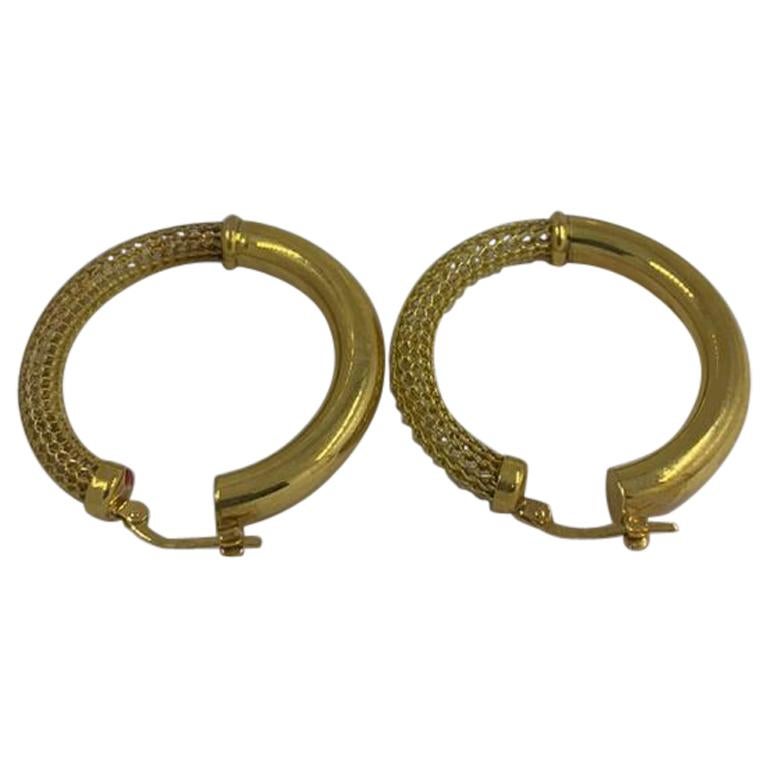 Gold Earrings 14 Karat For Sale