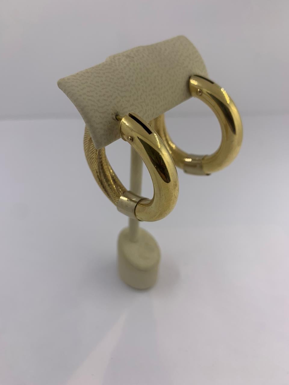 Artisan Gold Earrings 14 Karat For Sale