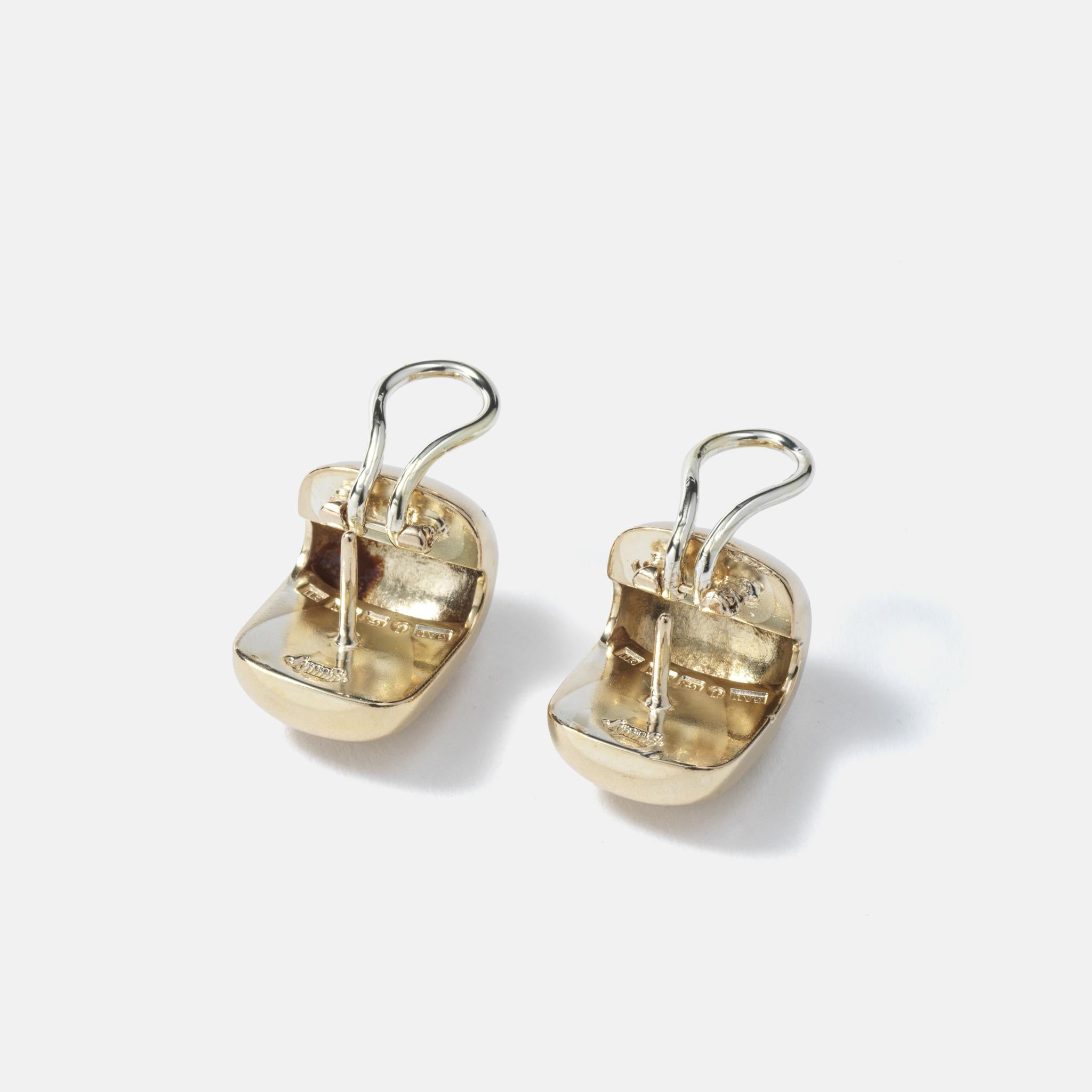 Gold earrings made 2001 by Swedish Jeweler Gaudy For Sale 2