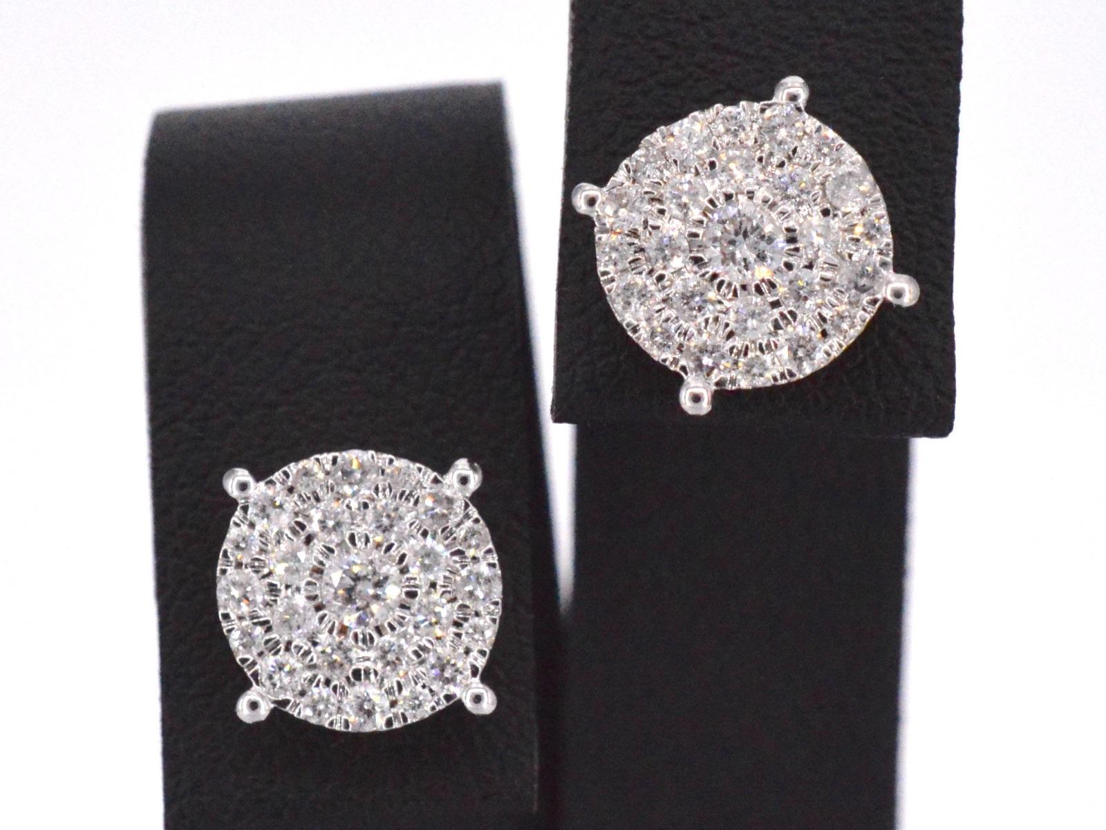 Gold Earrings with a Brilliant Cut Diamond For Sale