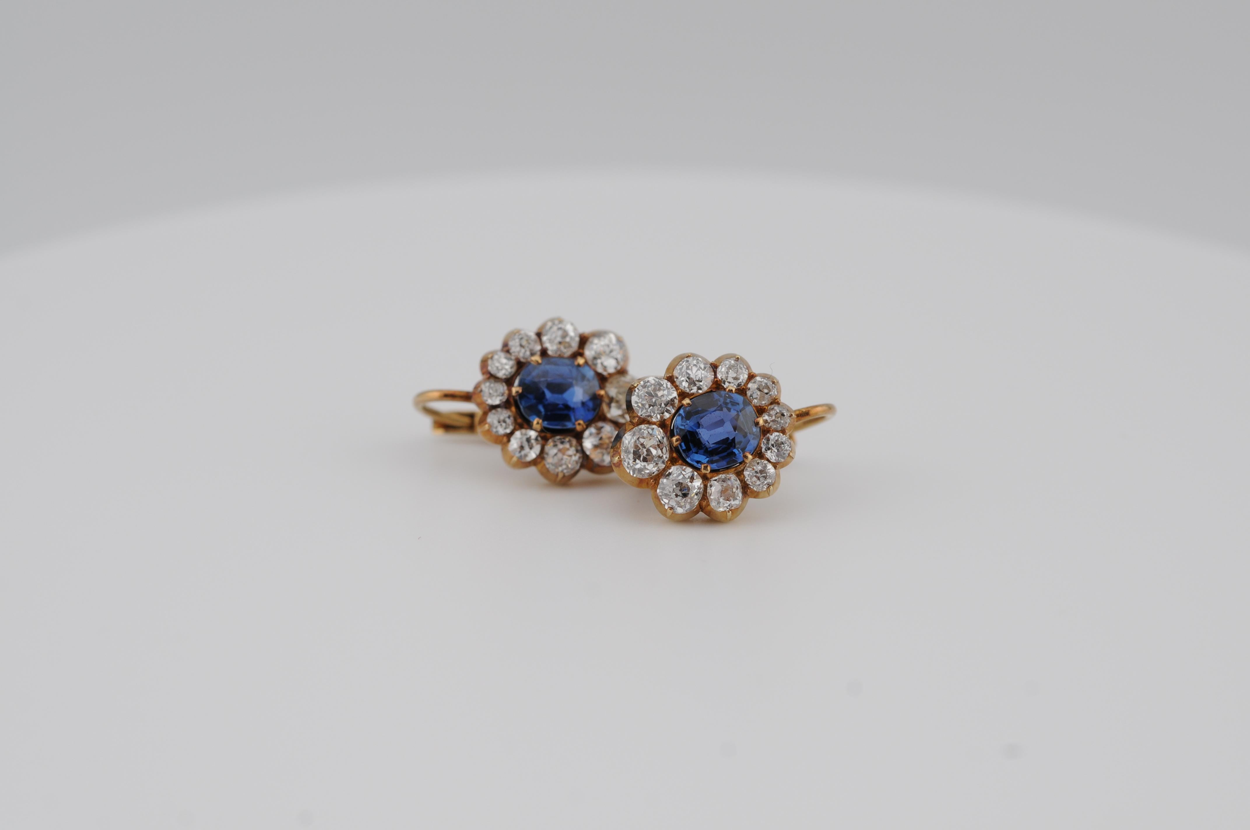 14k Cluster Earrings with Ceylon Sapphires and Old Mine-Cut Diamonds

Main Stones: 2 × Ceylon Sapphires, ~0.50 ct each

Color: Vibrant Blue

Diamonds: 20 × Old Mine Cut (10 per earring)

Carat: ~1.5 ct total



Elegant 14k cluster earrings featuring