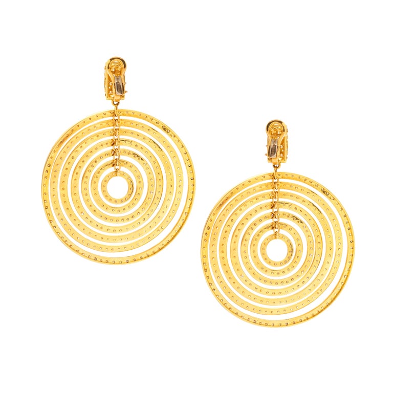 Contemporary Gold Earrings with Diamonds For Sale