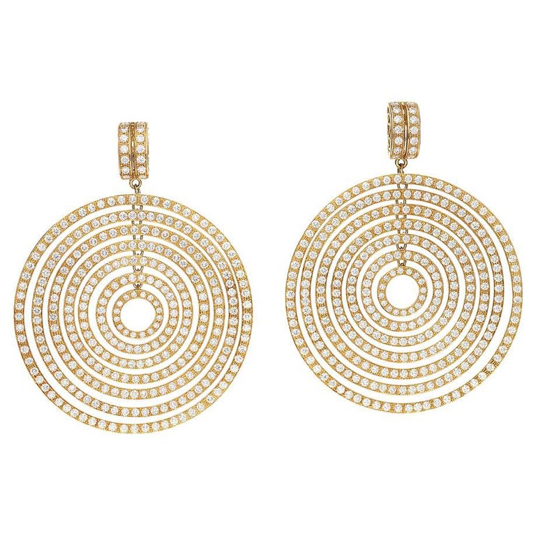 Gold Earrings with Diamonds For Sale