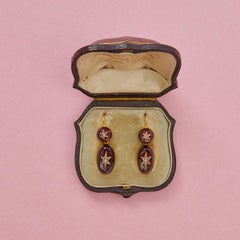 Gold Earrings with Garnet and Diamond Stars