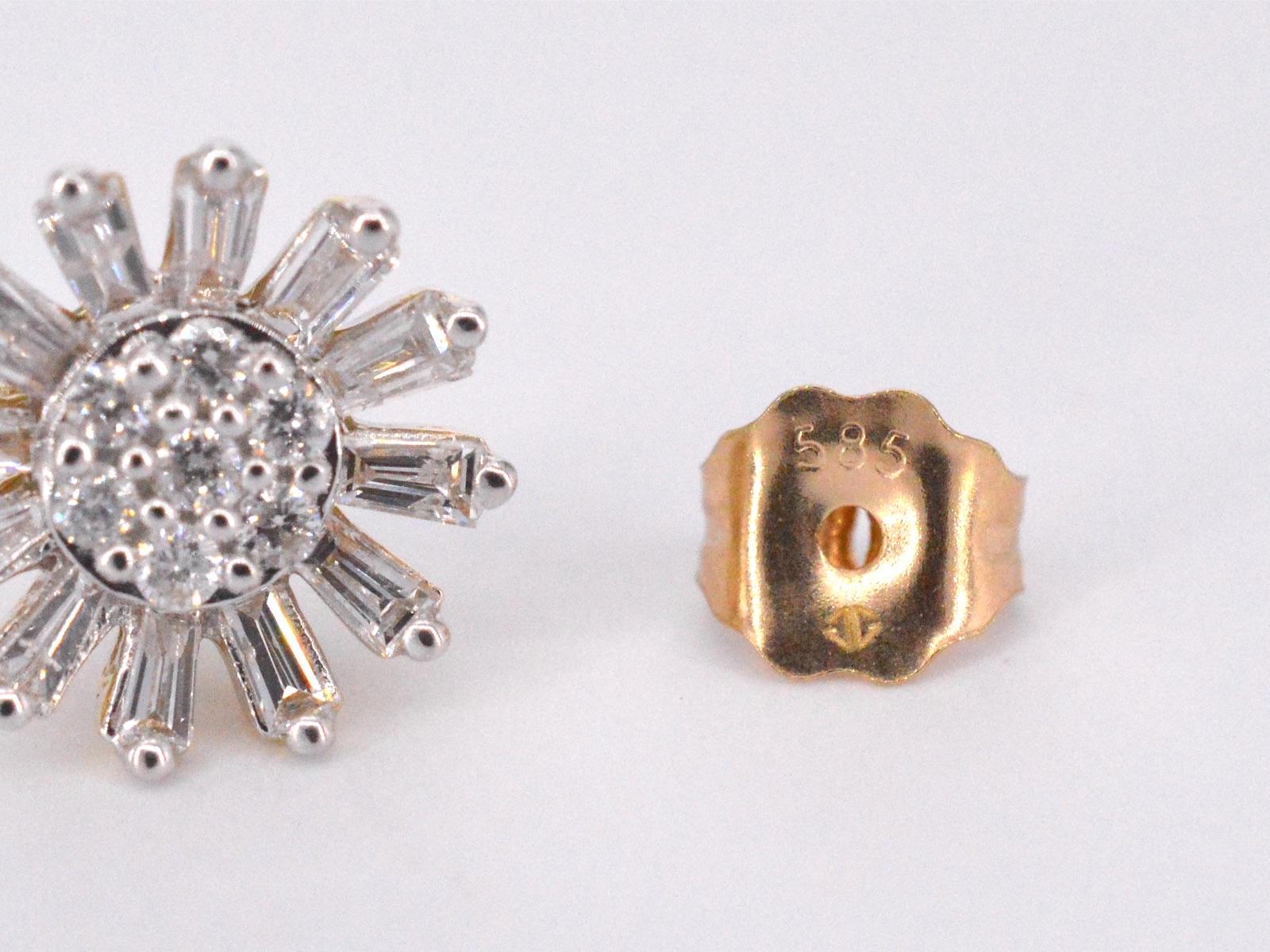 Goldohrringe mit natürlichen, echten Diamanten 1