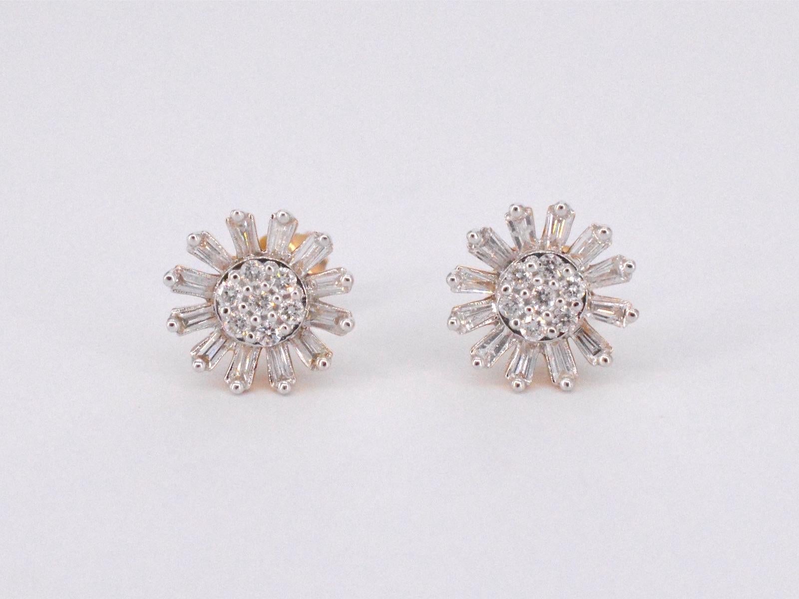 Gold Earrings with Natural Genuine Diamonds For Sale 2