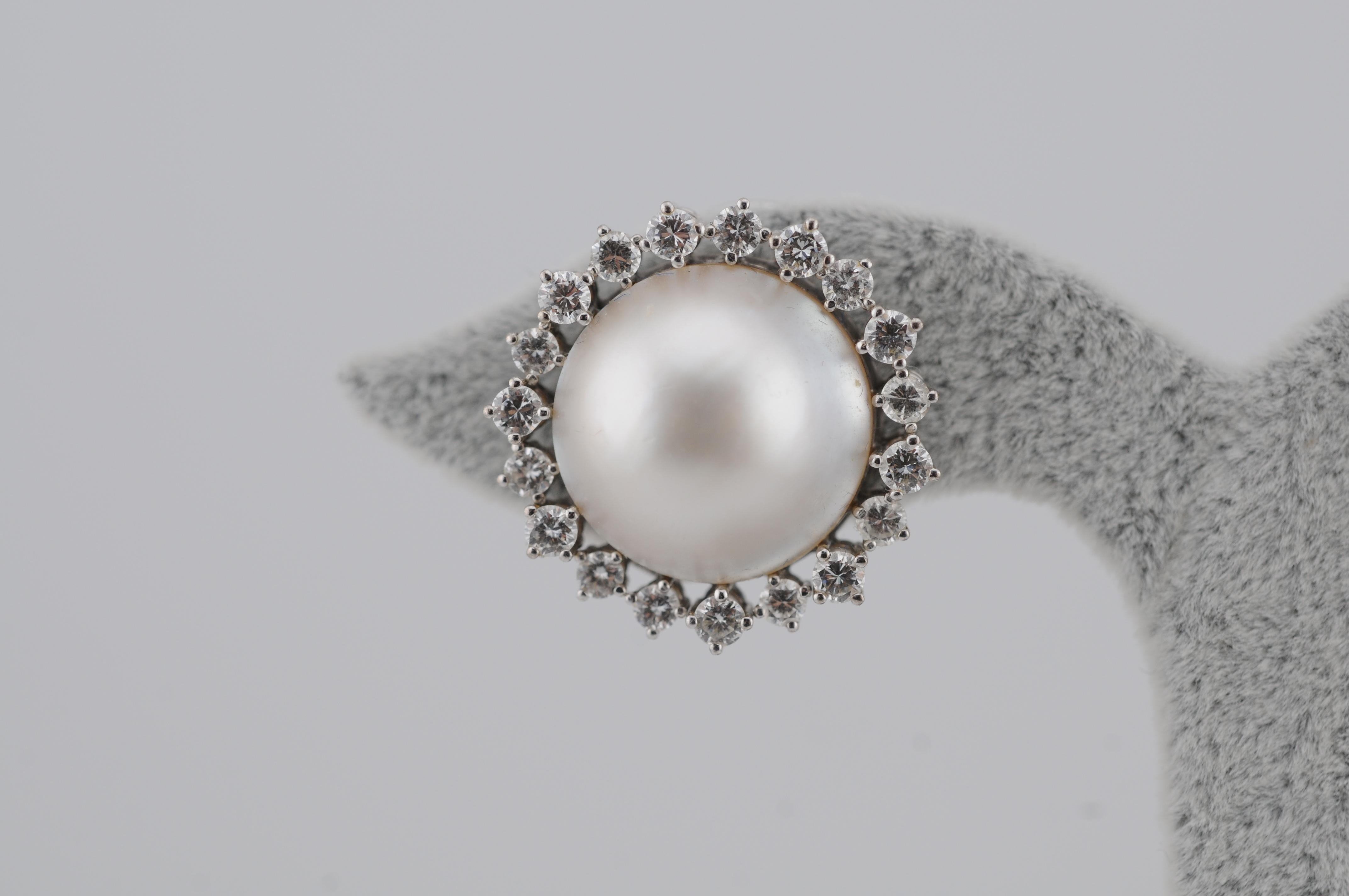 da uomo o donna Orecchini in oro con perle e diamanti in vendita