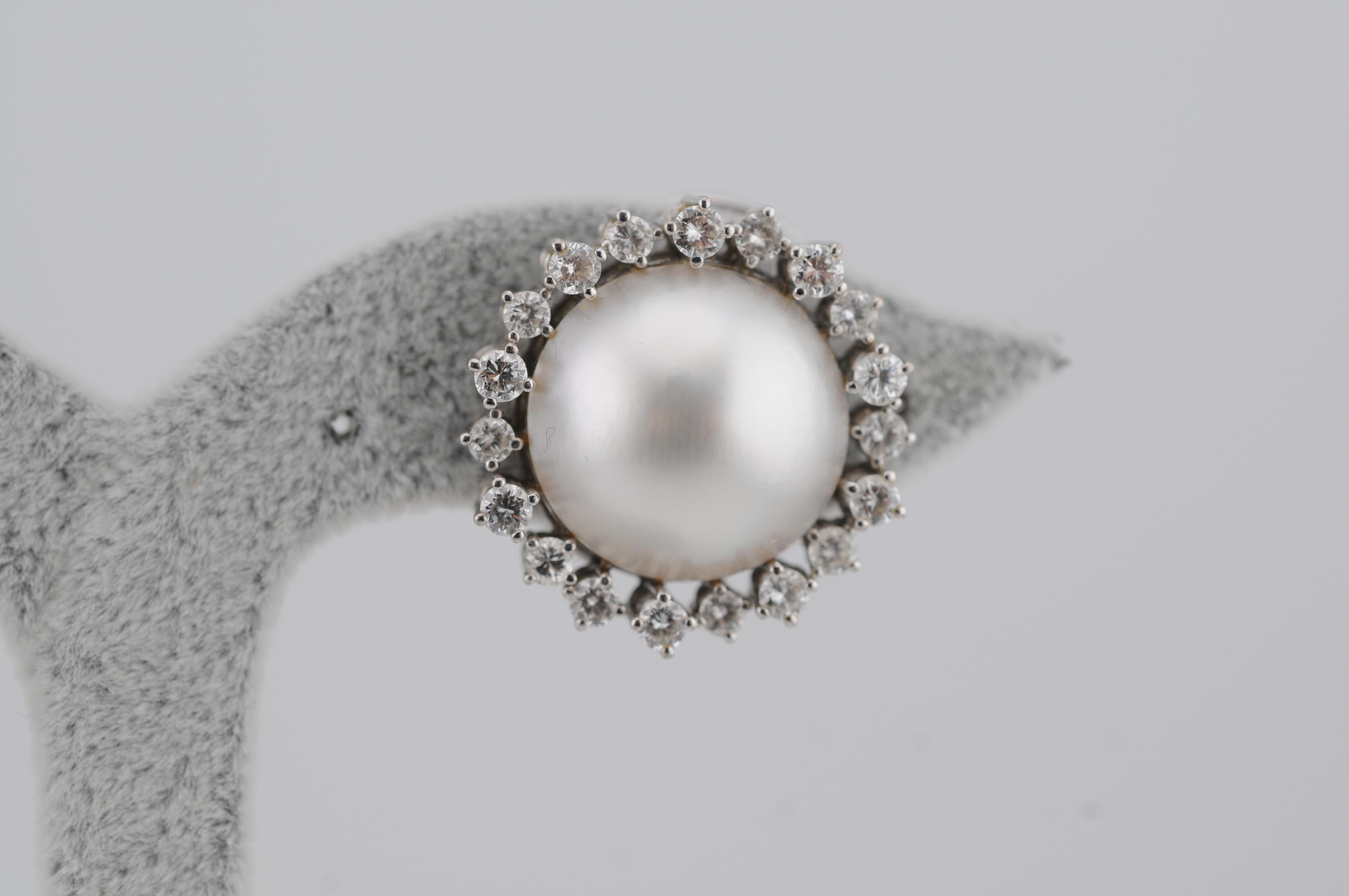 Orecchini in oro con perle e diamanti in vendita 1