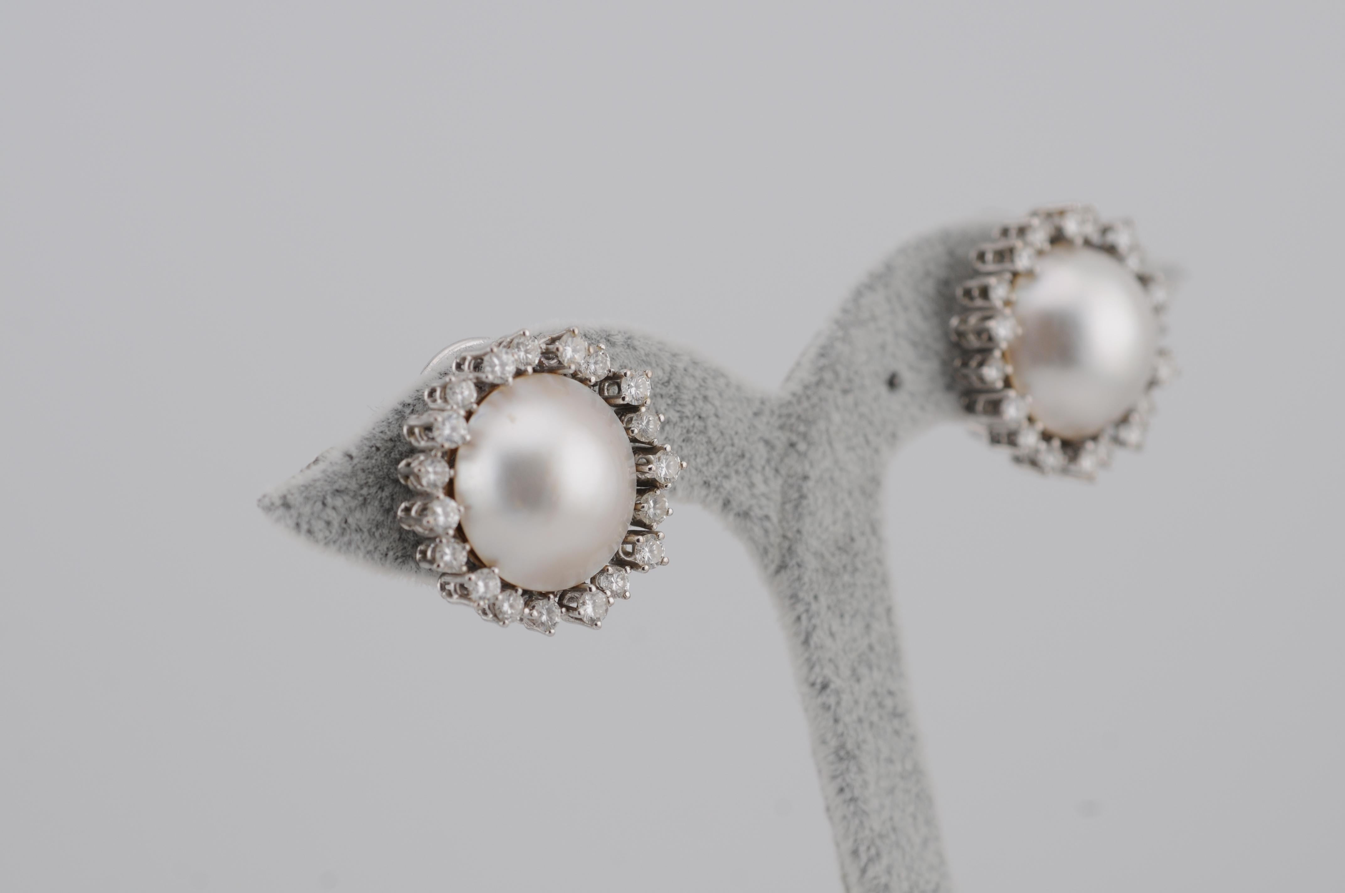Orecchini in oro con perle e diamanti in vendita 3