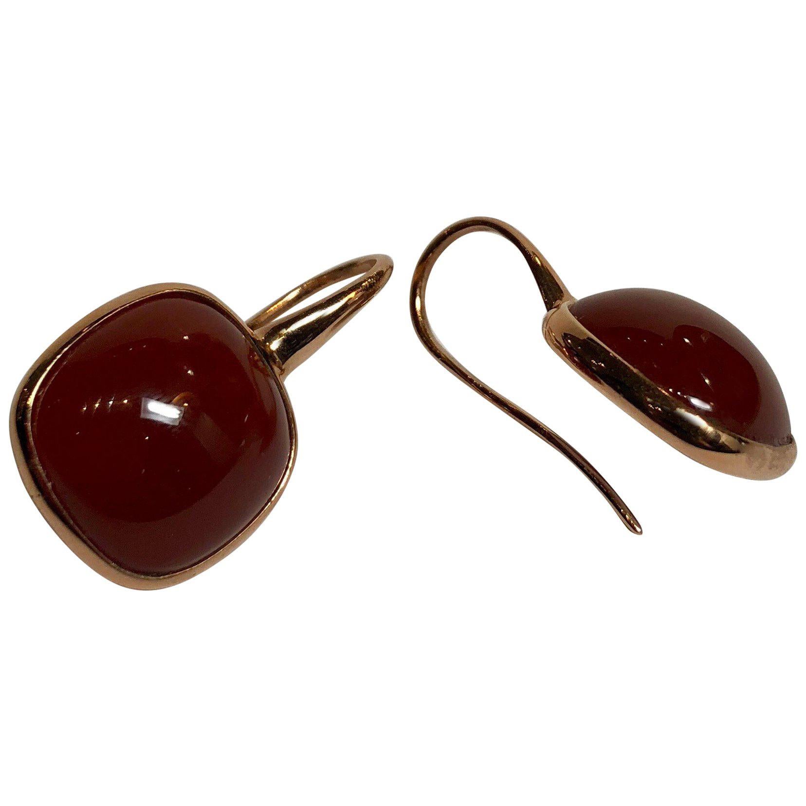 Pendientes de Oro con Ágata Roja y Nácar Art Decó en venta