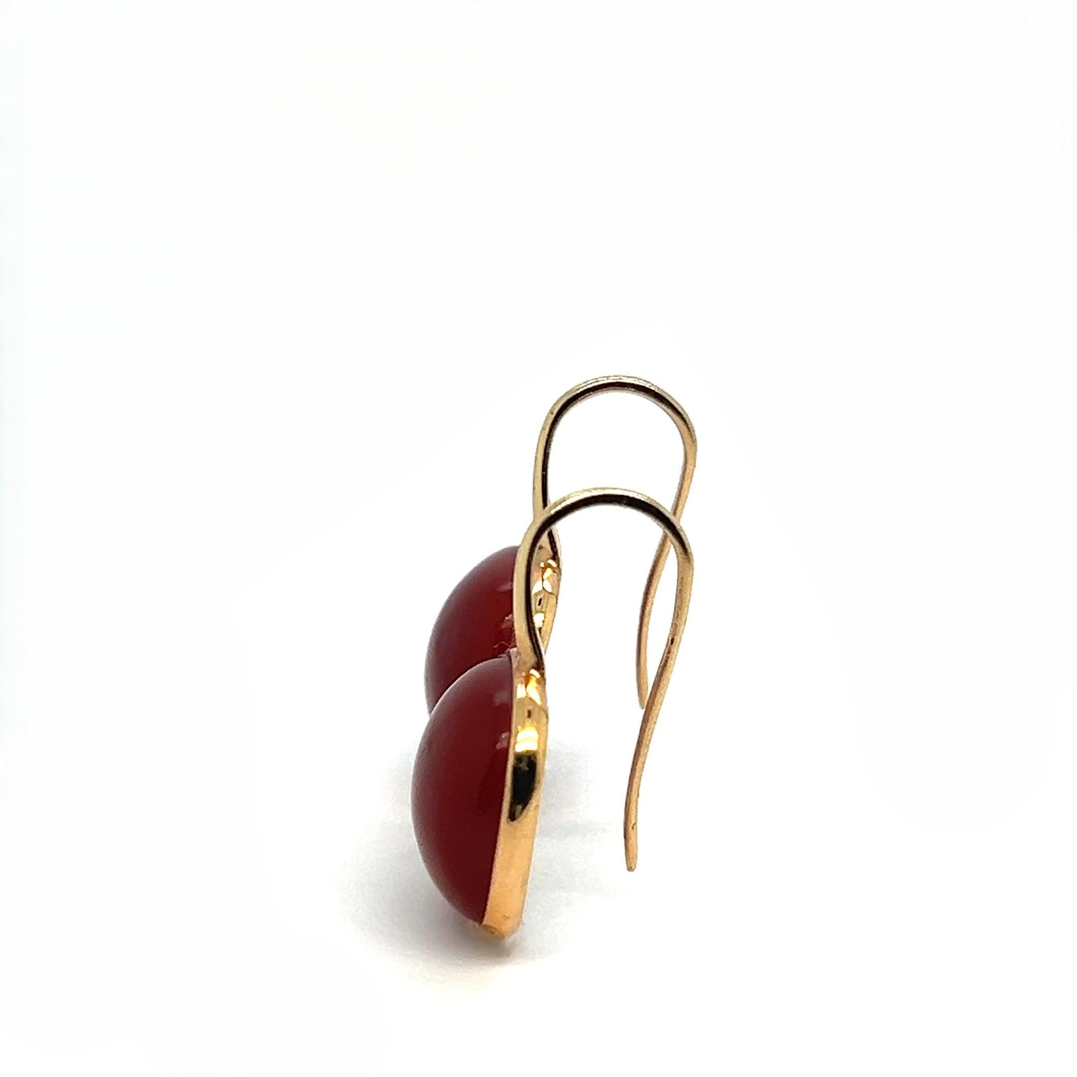 Pendientes de Oro con Ágata Roja y Nácar Corte de bola en venta
