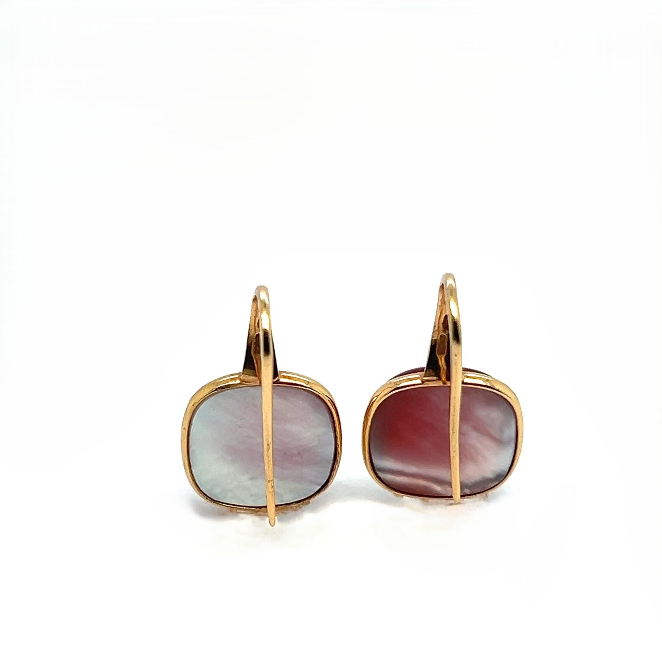 Pendientes de Oro con Ágata Roja y Nácar en venta 1