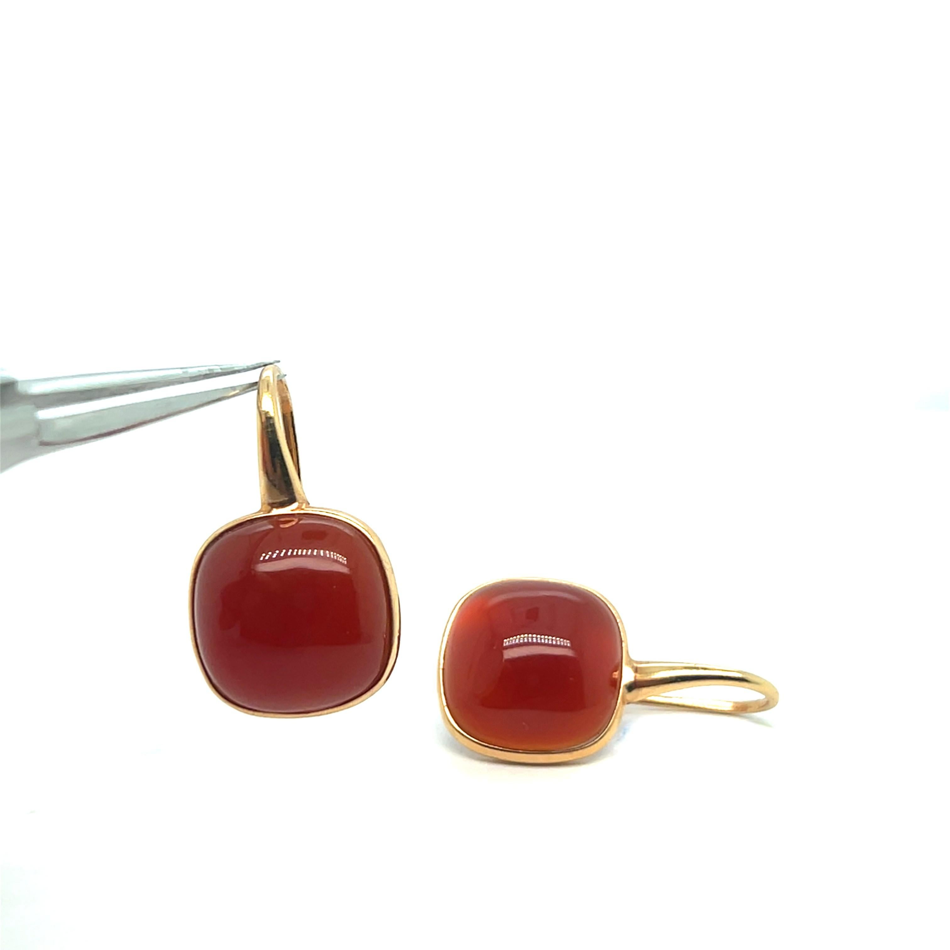 Pendientes de Oro con Ágata Roja y Nácar en venta 2