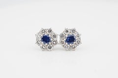 Boucles d'oreilles en or avec saphirs et diamants 18k Weissgold