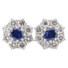 Orecchini in oro con zaffiri e diamanti 18k Weissgold