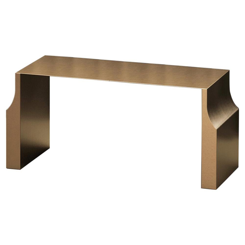 Gold Electroplated Stainless Steel Font Coffee Table For Sale