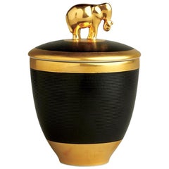 Gold Elephant Black Candle Box