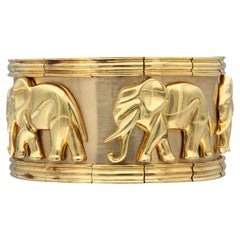 Gold Elephant Cuff Bracelet