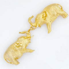 Gold Elephant Figural Belt Buckle By Alexis Kirk, 1980s