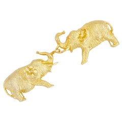 Gold Elephant Figural Belt Buckle By Alexis Kirk, 1980s
