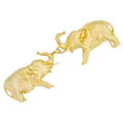 Goldgoldene Elefantenfigur-Gürtelschnalle von Alexis Kirk, 1980er Jahre