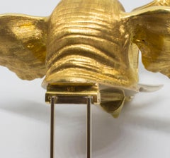 Gold Elephant Pin, Ruby Eyes and Made of 18 Karat Yellow Gold, Fur Clip Back