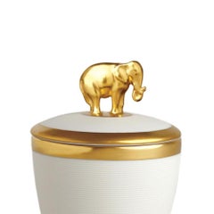 Gold Elephant White Candle Box