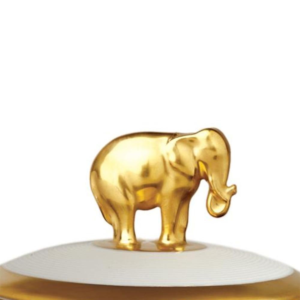 Elefanten-Weiß-Kerzenschachtel aus Gold (Handgefertigt) im Angebot