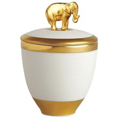 Gold Elephant White Candle Box