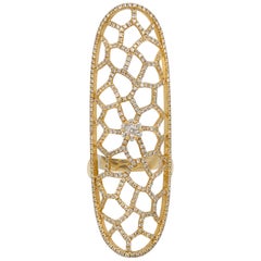 Gold Elongated Filigree Diamond Ring