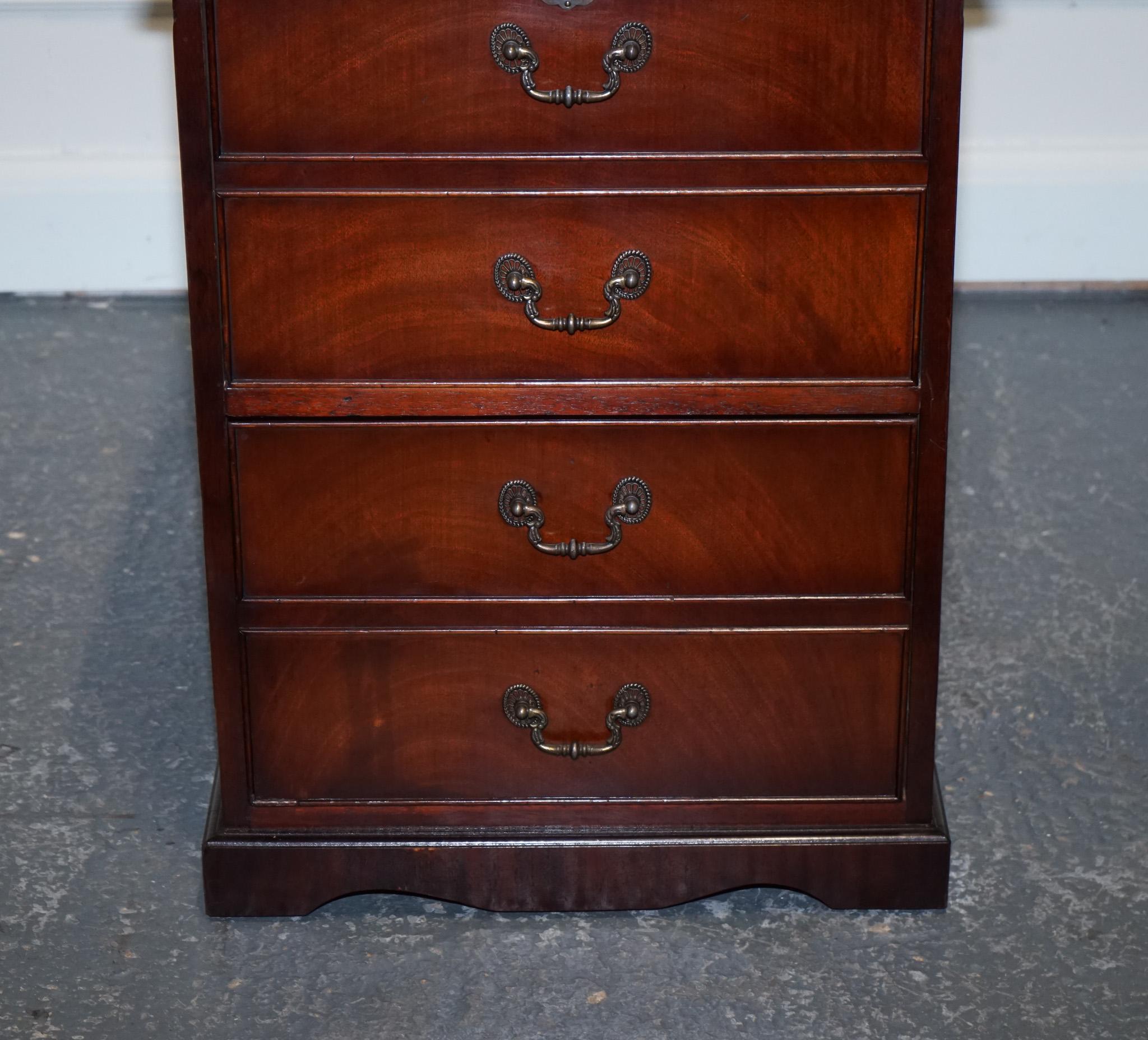 British GOLD EMBOSSED BROWN LEATHER TOP FILLING CABiNET - MATCHING DESK AVAILABLE For Sale