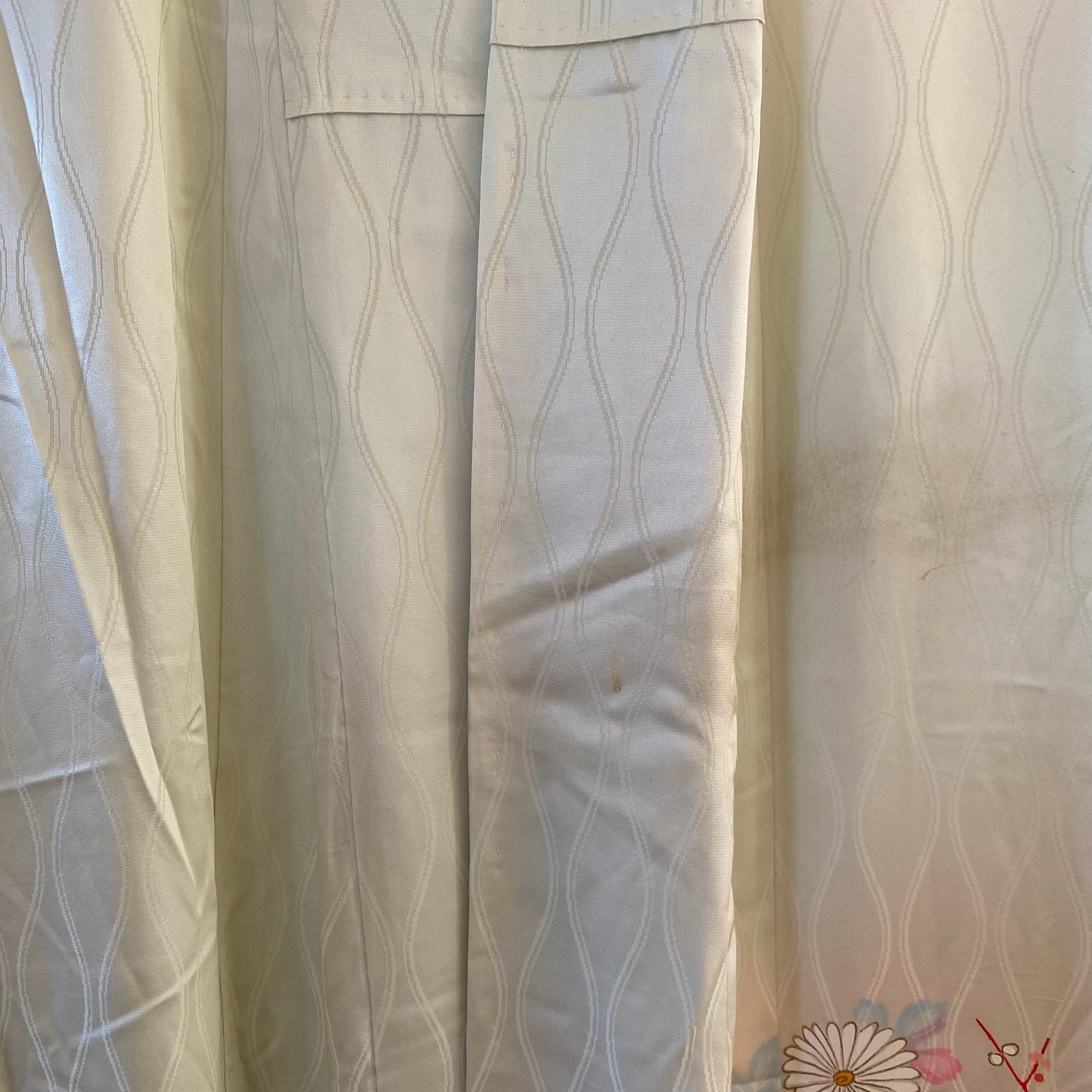 Gold Embroidered Antique Japanese Pale Green Fancy Silk Furisode Floral Kimono 4